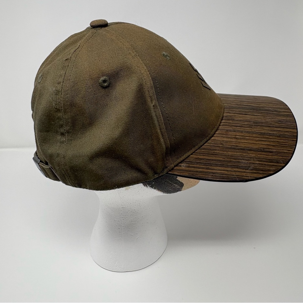 TruWood Wooden Brim Baseball Hat cap Adjustable One Size Green Brown 100% Cotton - Picture 8 of 12